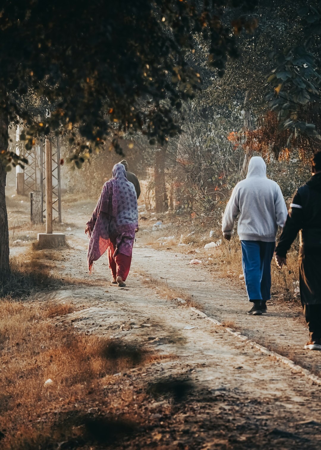 elderly couple walking in park